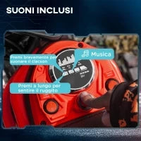 Moto Elettrica per Bambini con Acceleratore Manuale, 2 Velocità 8-16km/h, Età 8-12 Anni, Rosso