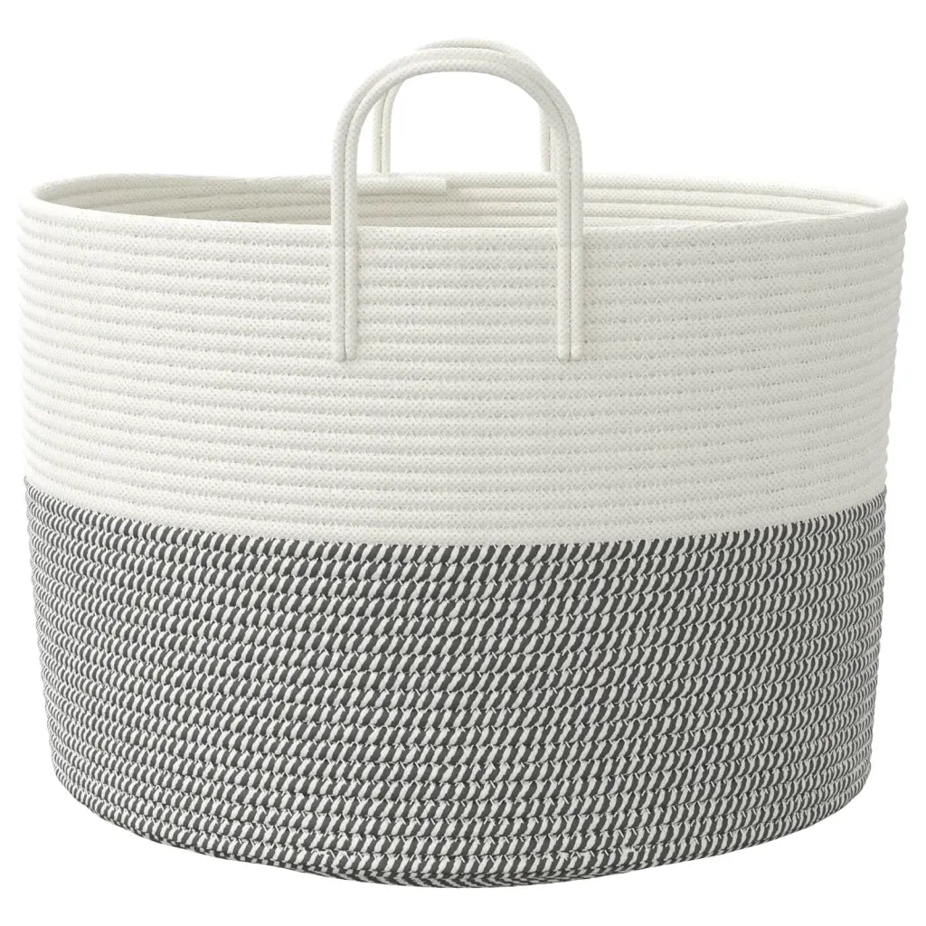 Cestino Portaoggetti Grigio e Bianco ?51x33 cm in Cotone CFW5204281