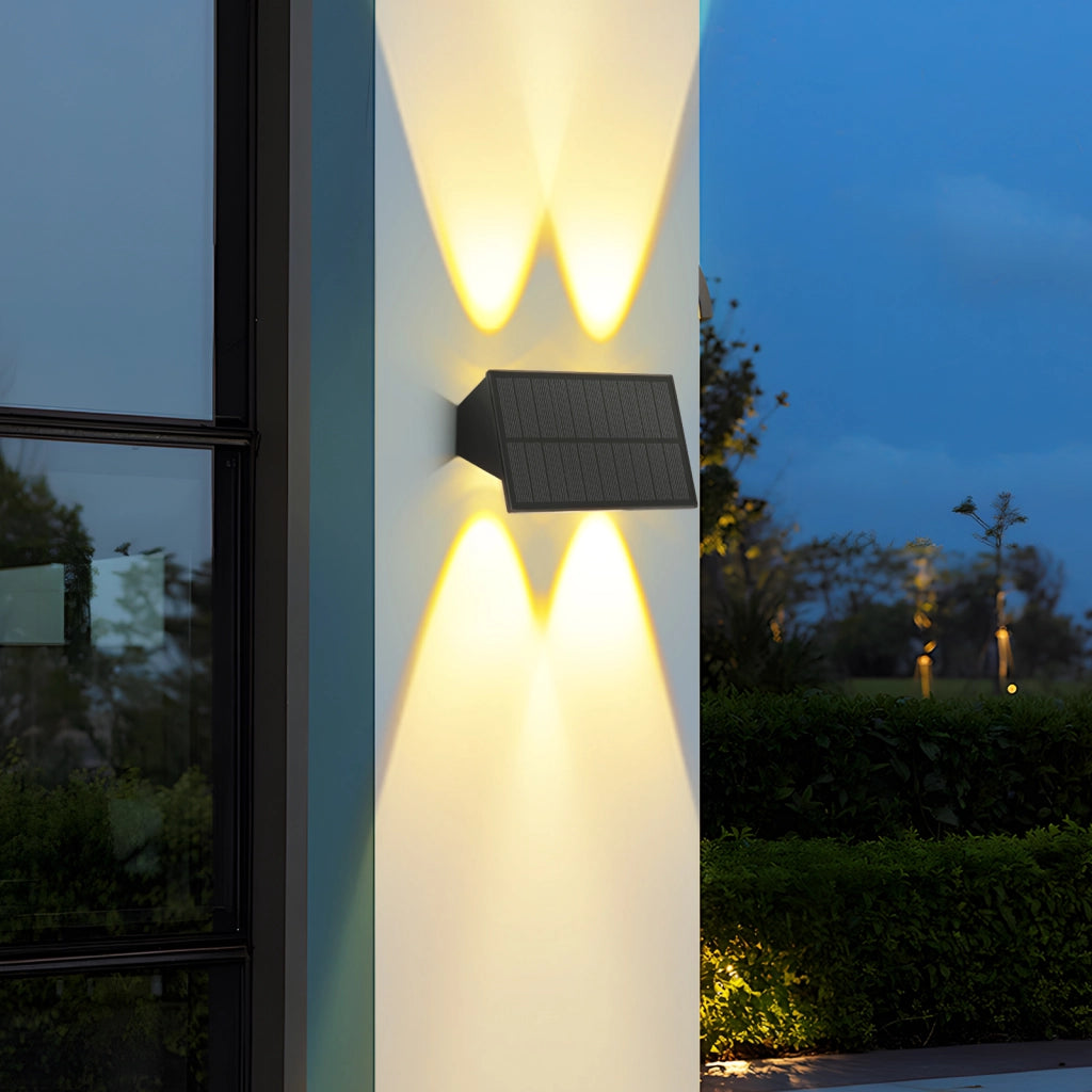 ZMH Lampada da Parete Solare Esterna Luce Calda Alto e Basso 1 Pezzi per Recinzione Giardino Balcone Terrazza
