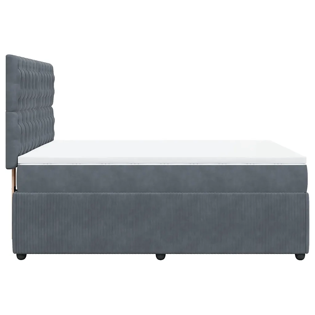 Giroletto a Molle con Materasso Grigio Scuro 140x200 cm Velluto