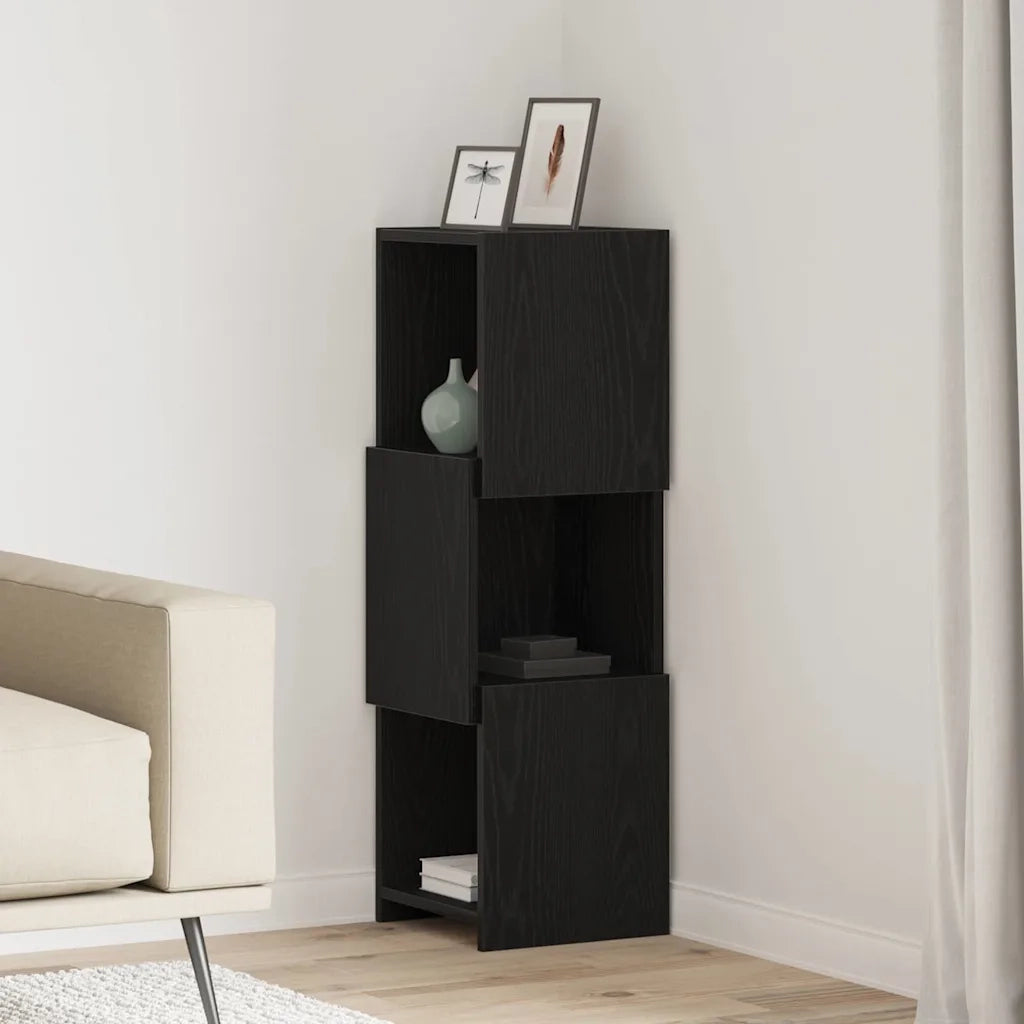 Mobile angolare 30,5x30x95cm Legno ingegnerizzato Rovere Nero 889830
