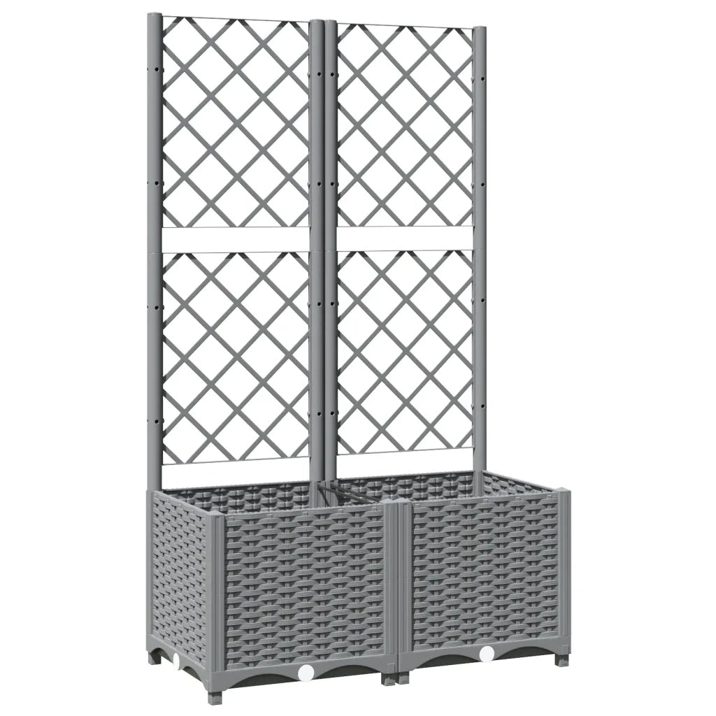 Fioriera da Giardino con Graticcio-Vaso da Esterno-Fioriera con Griglia Grigio Chiaro 80x40x136cm PP