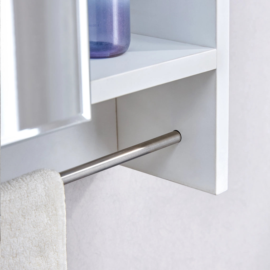 SPECCHIERA DA BAGNO A PARETE Con specchio e ripiani  bianco MDF