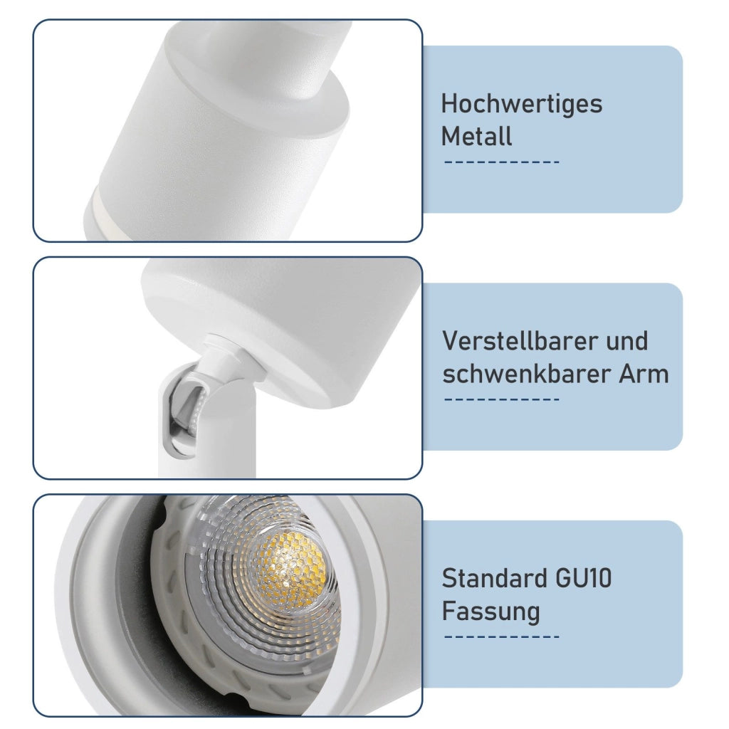 ZMH Faretto da soffitto bianchi 6 luci GU10 metallo orientabili moderni per camera letto sala pranzo senza lampadina