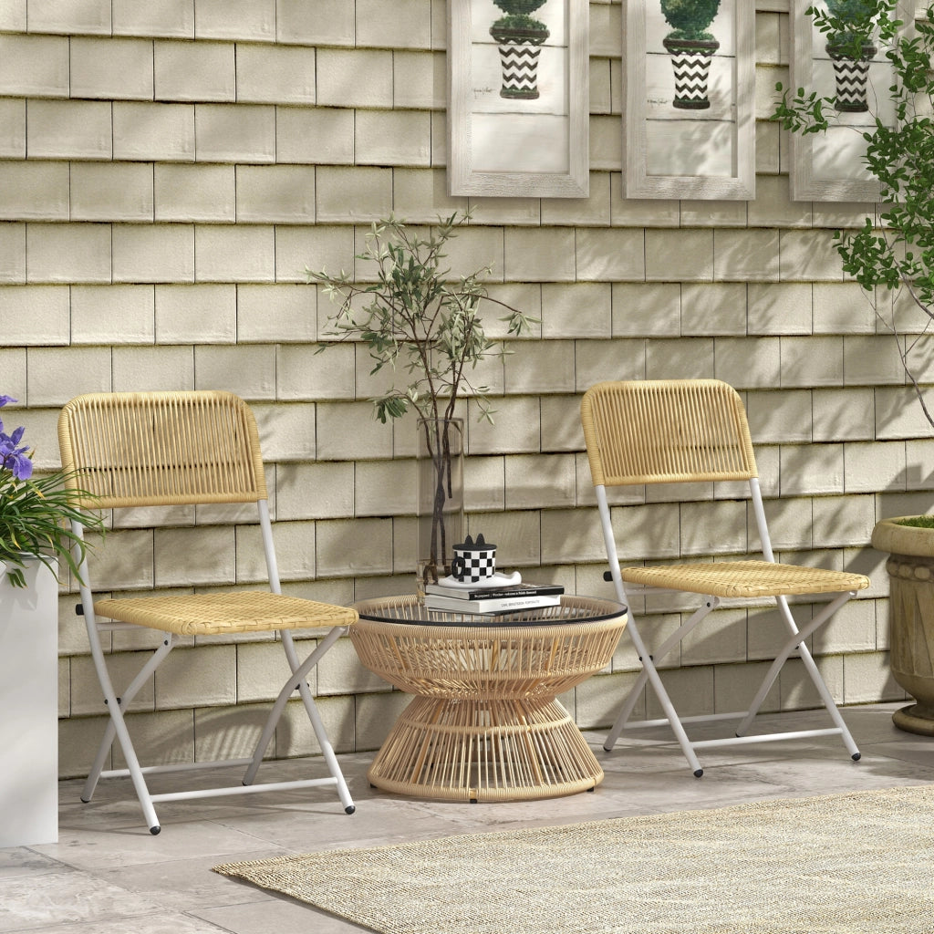 Tavolino da caff¨¨ rotondo da giardino ¨C Xylo ¨C Effetto rattan vetro temperato ?60x37H