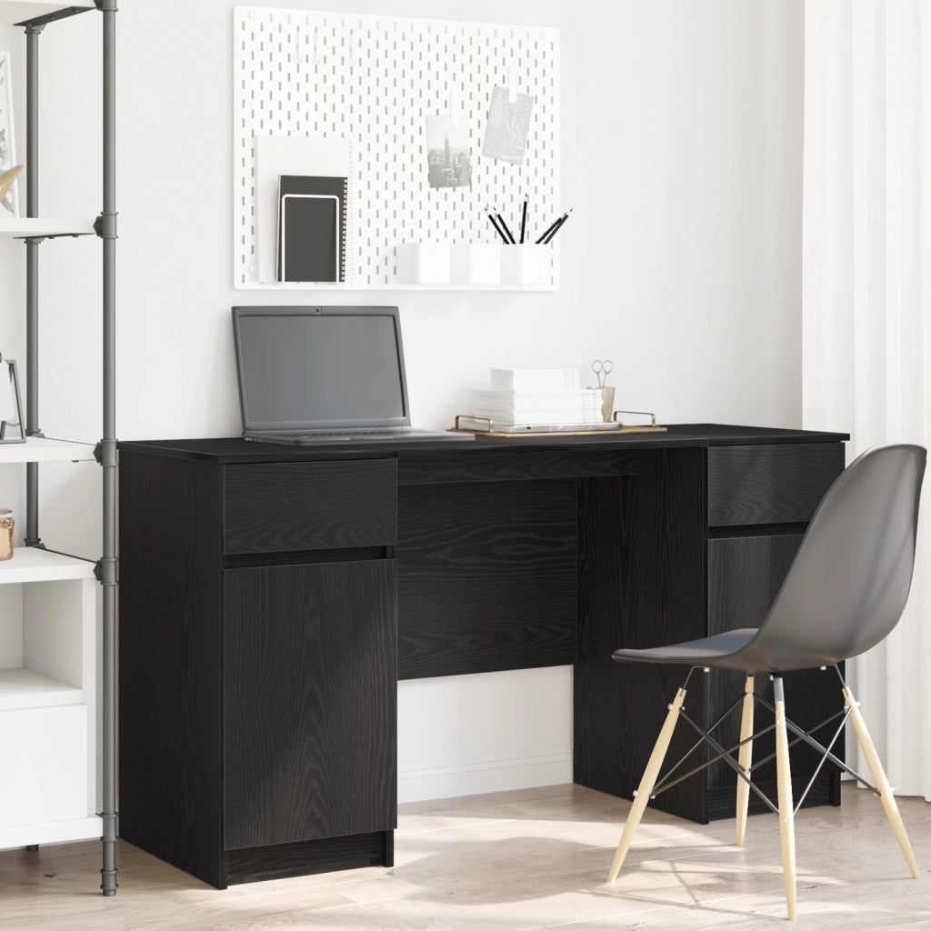 Scrivania  Nero Rovere 140x49x76 cm Legno ingegnerizzato