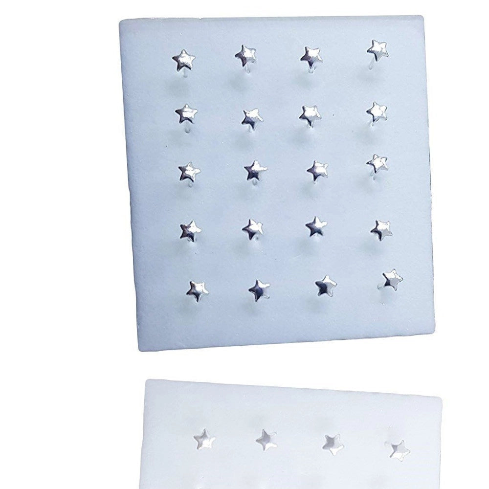 Trade Shop - Set 3 Pezzi Piercing Orecchini Naso 3 Mm Stella Stellina Argento 925 Sterling -