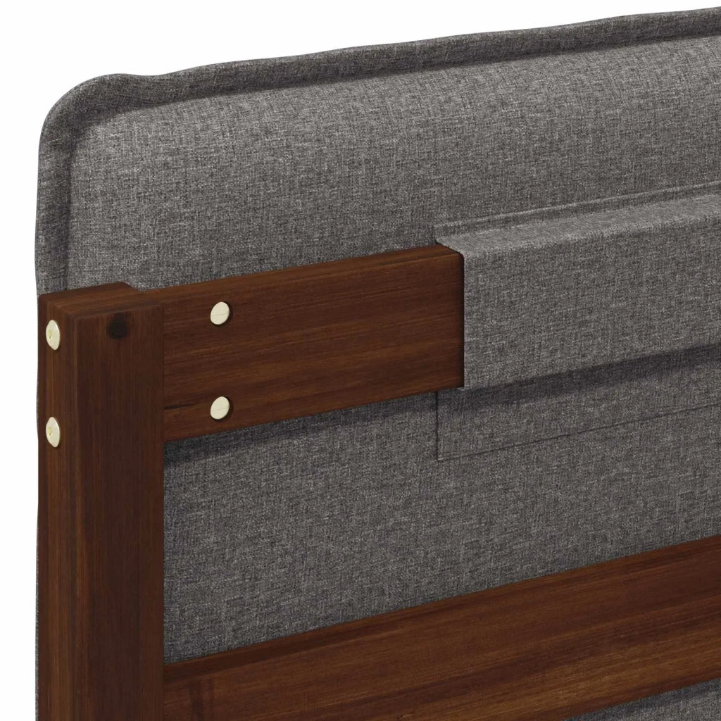 Letto con Testiera Rivestita Marrone scuro e grigio chiaro 903902