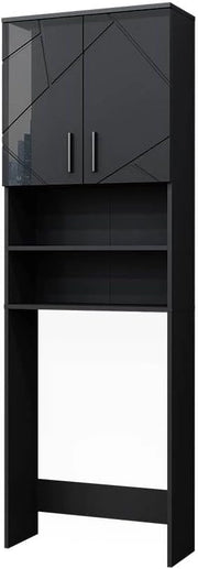 Mobiletto per lavatrice Irma, Antracite lucido, 64 x 190.5 cm, adatto per riporre oggetti e come supporto per lavatrici