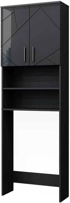 Mobiletto per lavatrice Irma, Antracite lucido, 64 x 190.5 cm, adatto per riporre oggetti e come supporto per lavatrici