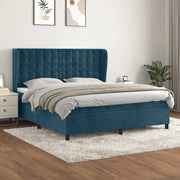 Giroletto a Molle con Materasso Blu Scuro 160x200 cm in Velluto