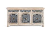 Credenza in legno massello di mango con tre cassetti e tre ante