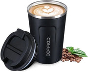 Tazza Termica 380 ml Tazza da Viaggio - Tazza per Caricamento - Acciaio Inox - Libero da BPA - Doppio Strato - Isolato a Vuoto - Nero