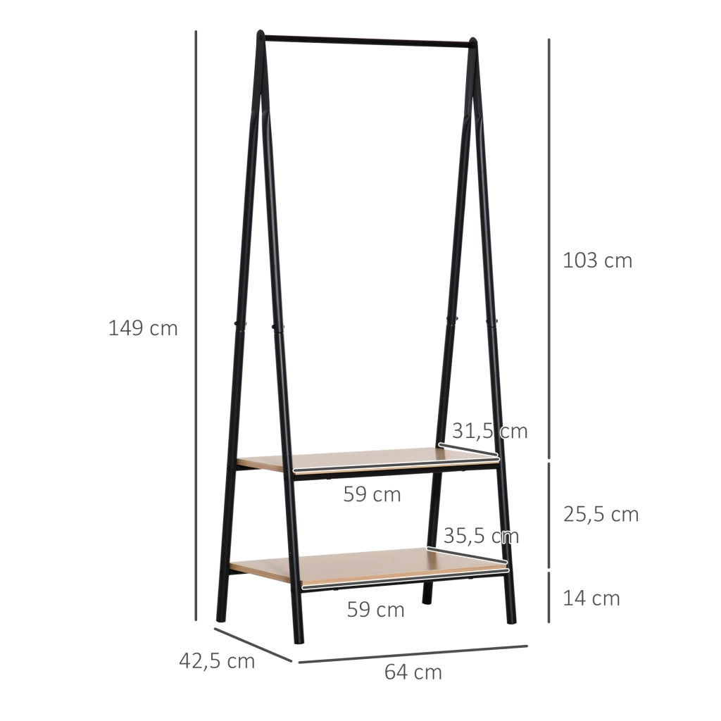 Appendiabiti da terra con scaffali e barra ¨C zephmum ¨C 64x42,5x149cm nero