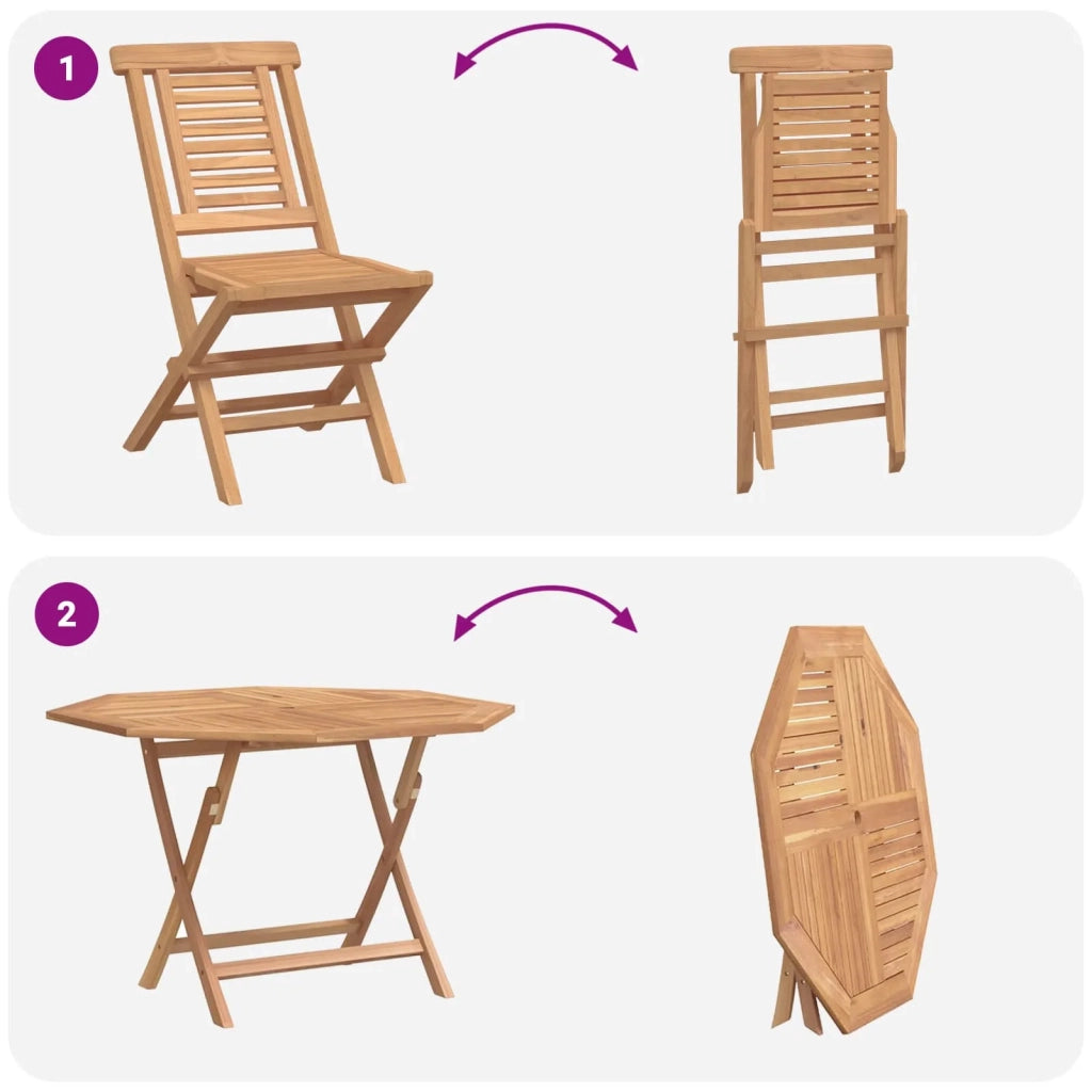 Set da Giardino 5 pz Marrone Legno di teak solido 3437359