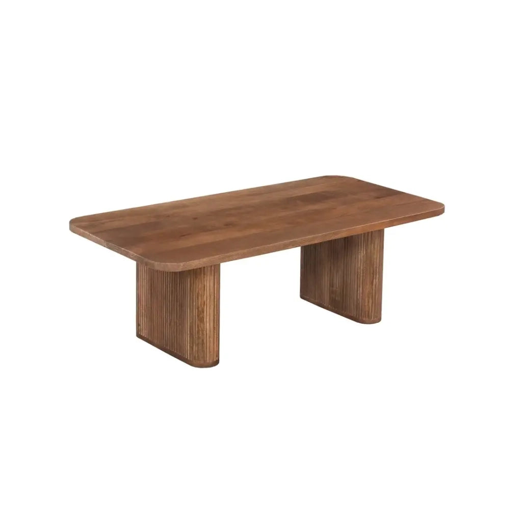 Tavolino basso TALVORA – Legno massello di mango – Tavolino rettangolare 120x60 cm – Design grezzo e naturale