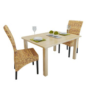 Sedie da Pranzo 2 pz in Abaca e Legno Massello di Mango 243234