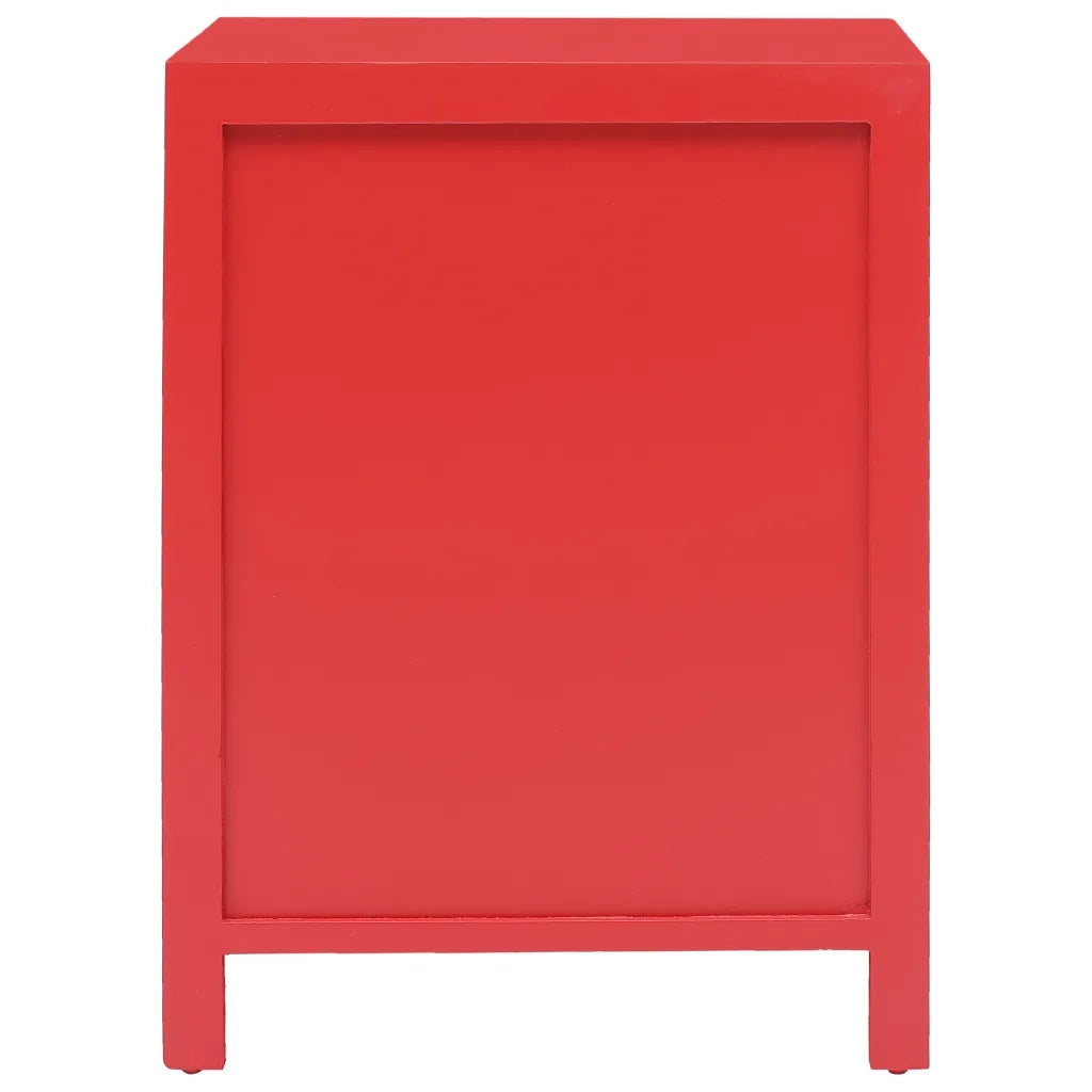 Comodino-Tavolino da notte Rosso 38x28x52 cm in Legno di Paulownia