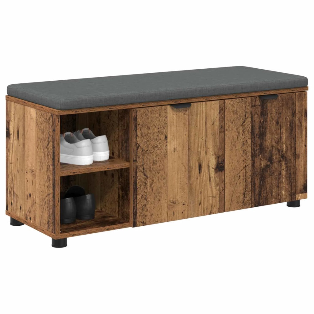 Panca per ingresso con cuscino Legno vecchio 100 x 38 x 46 cm 891518