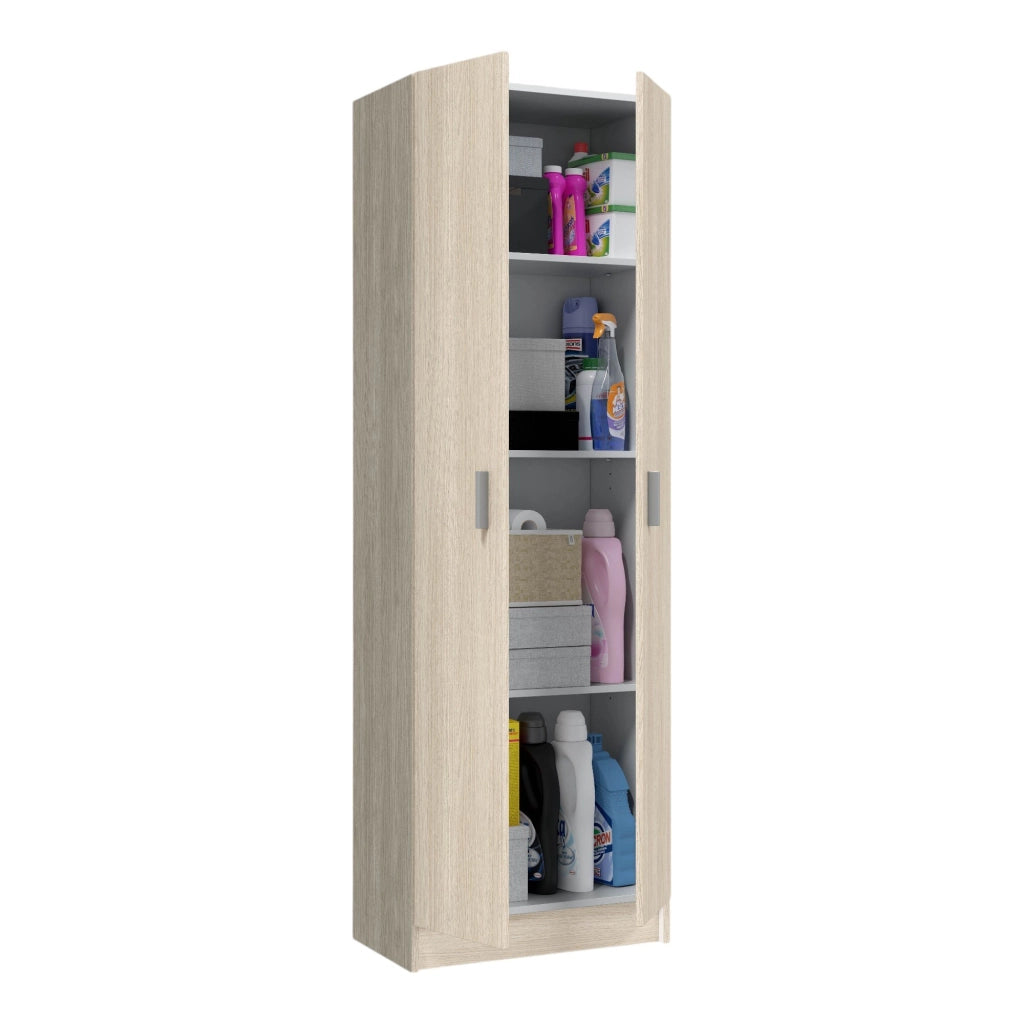 Aragorn, Armadio Multiuso 2 Ante 3 Ripiani, 59x180h cm Marrone Rovere