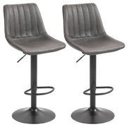 Set 2 Sgabelli da Bar Moderni con Schienale, Poggiapiedi e Altezza Regolabile, Grigio