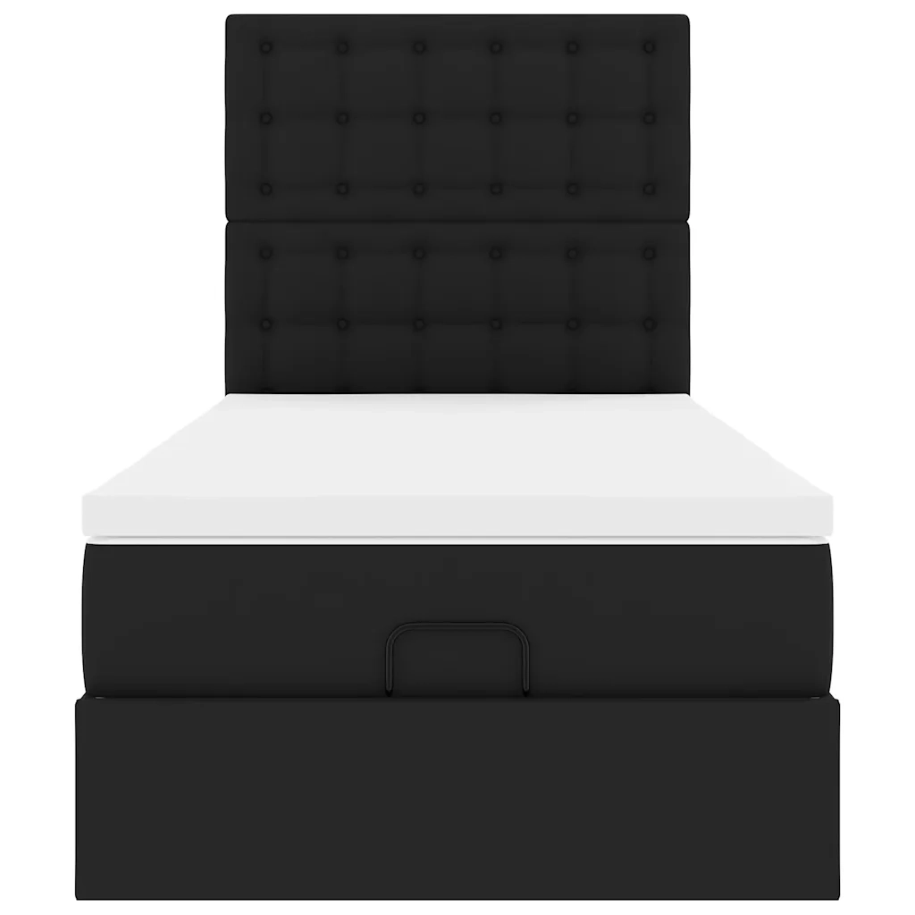 vidaXL Letto Pouf con Materasso Nero 80x200 cm Similpelle