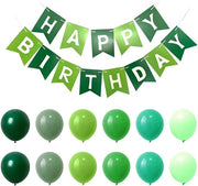Decorazione di compleanno - Bandiera di compleanno - 12 palloni - Ecologico - Adatto per interni/esterni - Verde chiaro/verde scuro