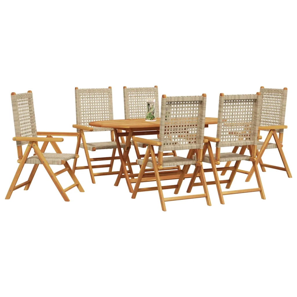 Set da Pranzo per Giardino 7 pcs Beige Legno di Acacia Massello