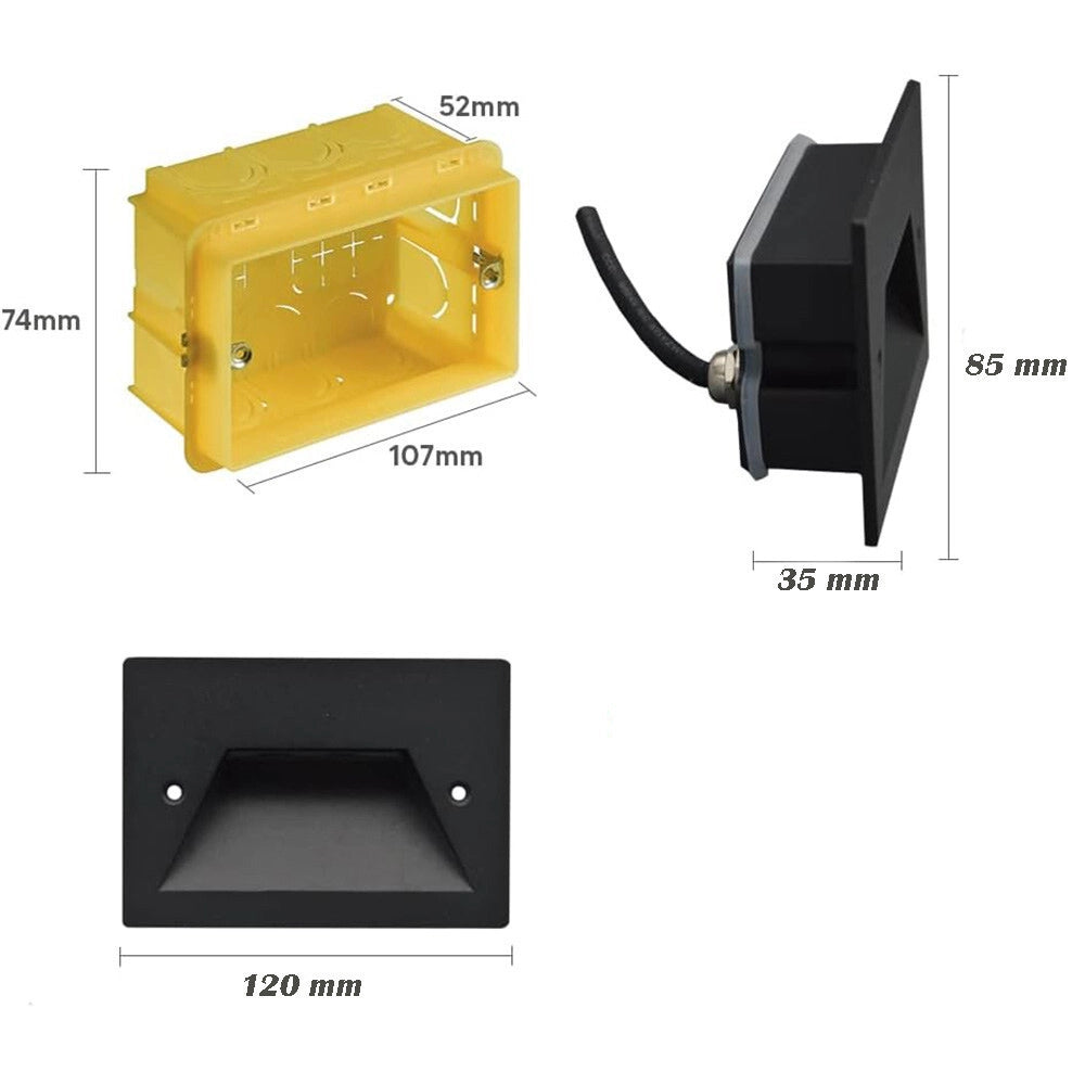 Trade Shop - Faretto Incasso Per Cassetta 503 Segnapasso 3w Tecnologia Cct Con Switch Ip65 Es49-3c - Nero