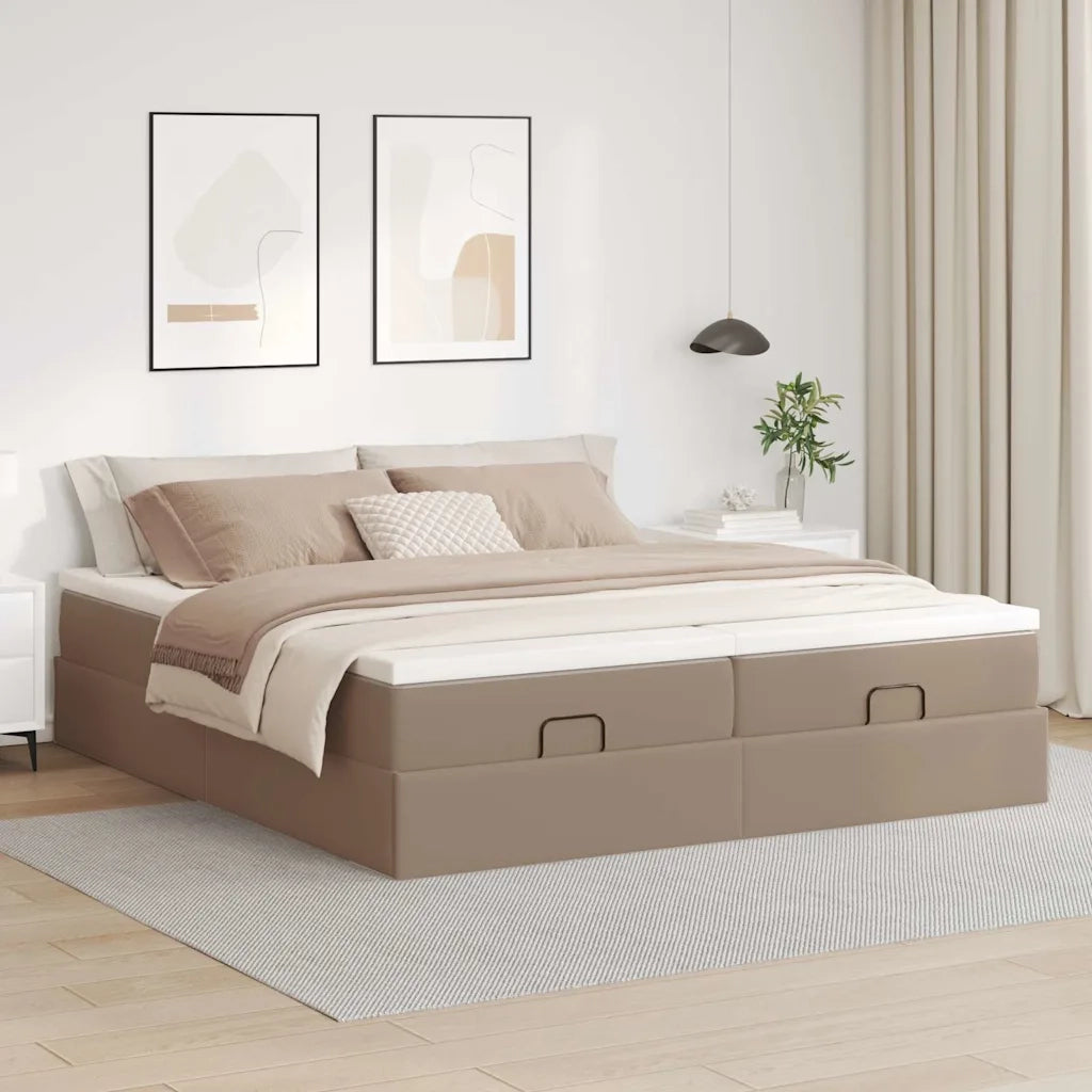 Struttura Letto Pouf con Materassi 200x200 cm Similpelle 3311233