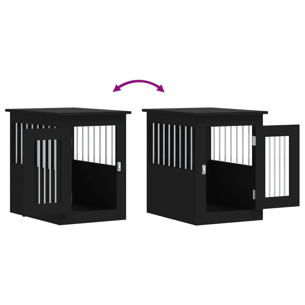 Gabbia Cani da Arredamento Nera 45x62x59cm Legno Multistrato 838310