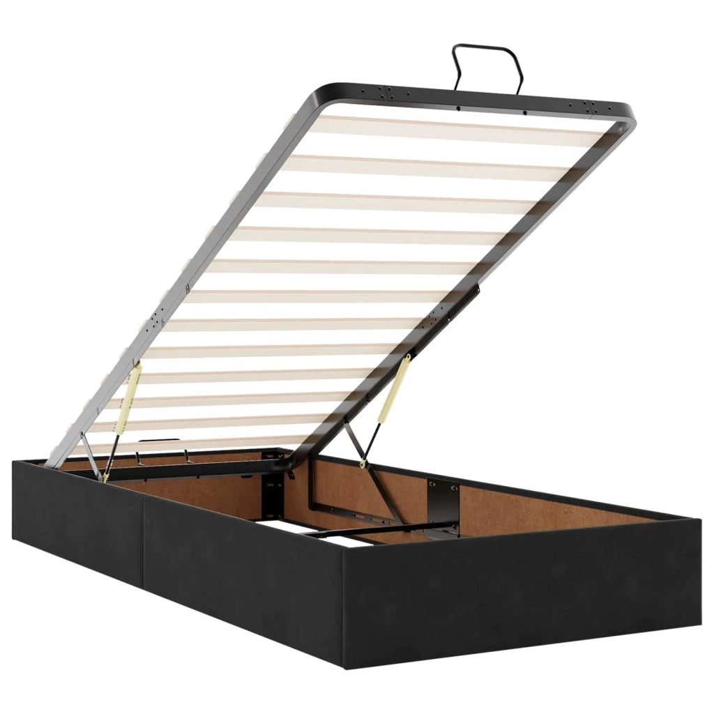 Letto ottomano con materasso Nero 100 x 200 cm Velluto 3456467