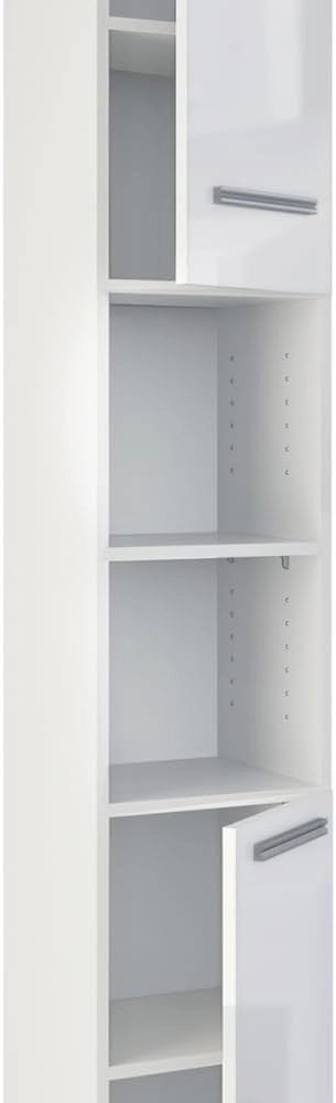 Mobile bagno alto, Bianco lucido/bianco, 30 x 190 cm, per la conservazione di accessori da bagno e compatibile con Kiko