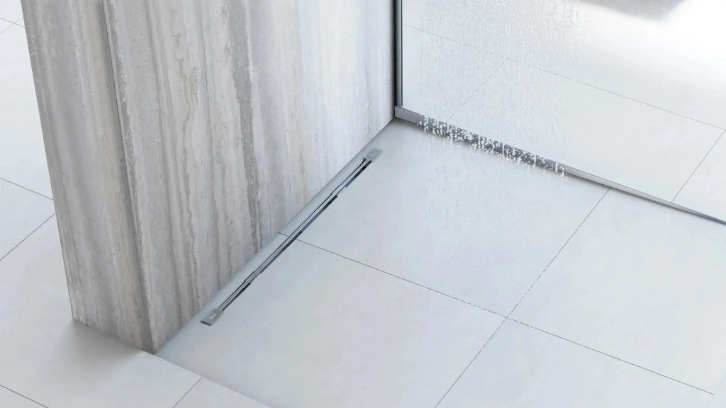 Profilo Doccia Pendenzato 100cm Brush Nickel sinistra