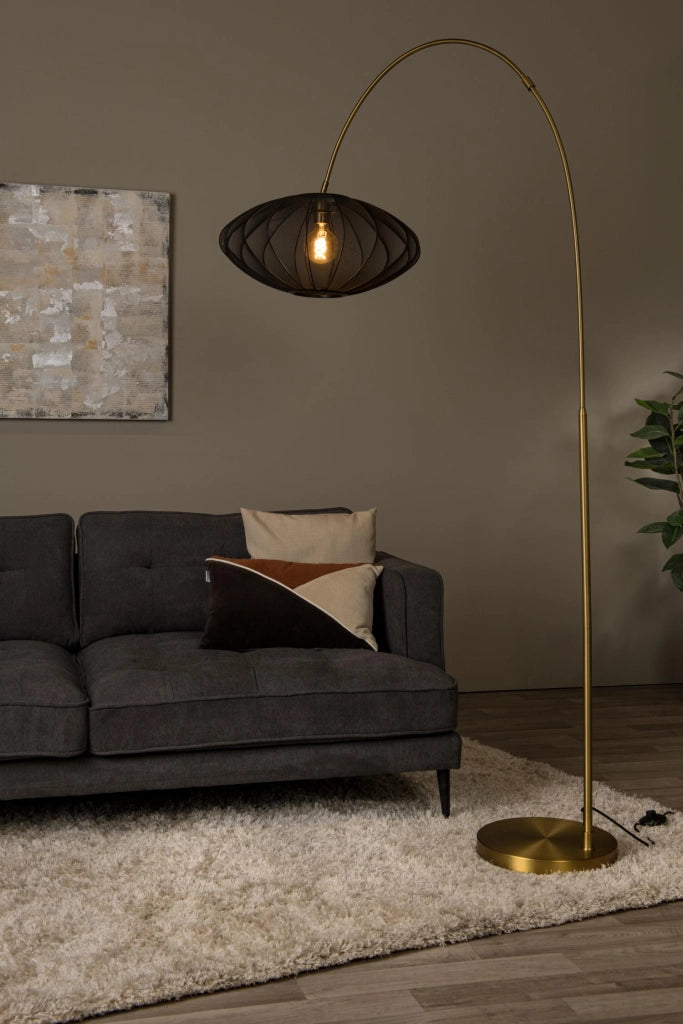 Lampada da terra ad arco CORINA 1xE27 nero/oro Lucide