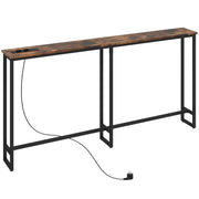 Consolle ingresso stretto stile industriale con prese elettriche e USB ¨C Xylo ¨C 160x20x80cm marrone