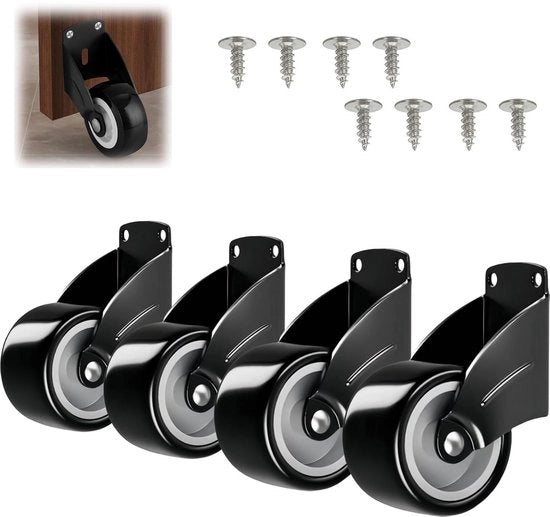 4x Ruote di Supporto Flessibili per Porte di Giardino Pesanti - Ruote di Supporto Anticurva per Porte di Giardino