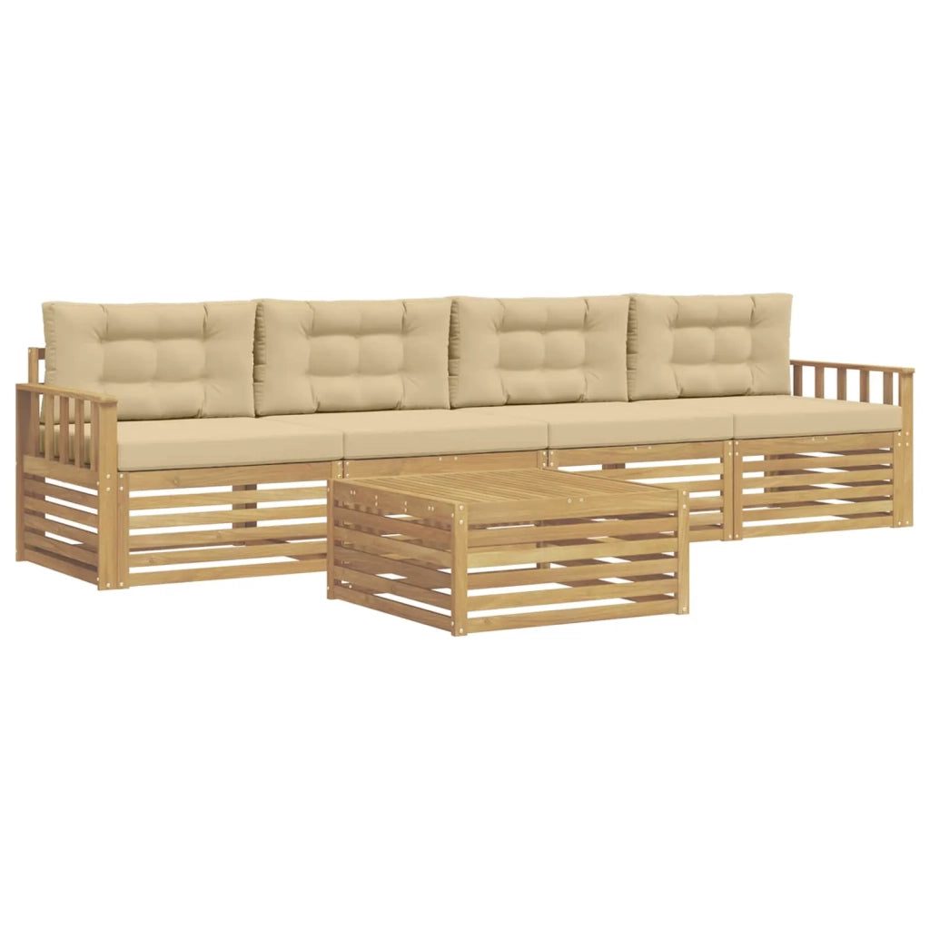 Set di divani da esterno 5 pz Bianco e Beige 3389998