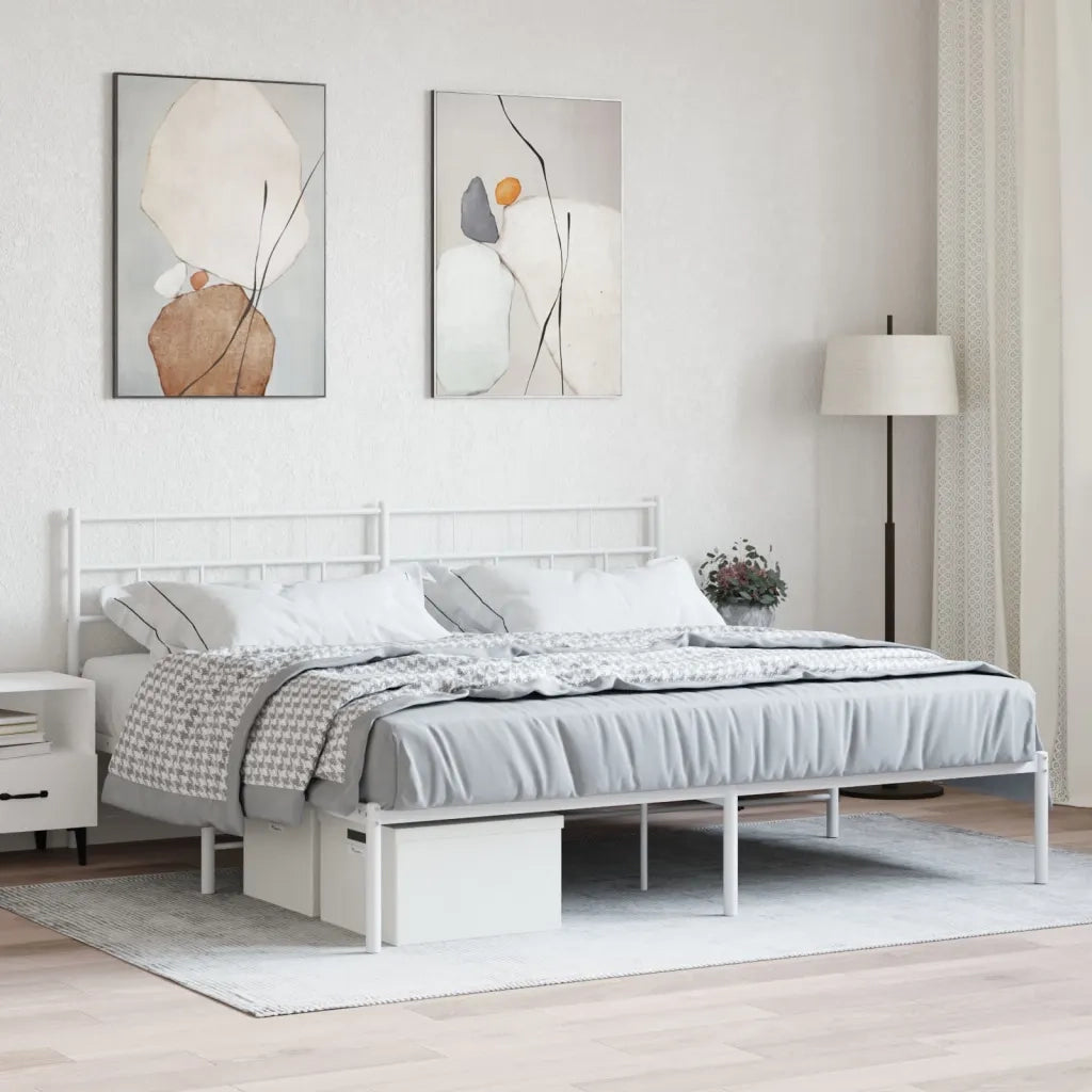 Giroletto con Testiera-Struttura Letto con testiera Metallo Bianco 180x200 cm 377826