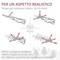 Albero di Natale 150 cm in Plastica Verde con Base in Metallo e 1309 Rami Ignifughi