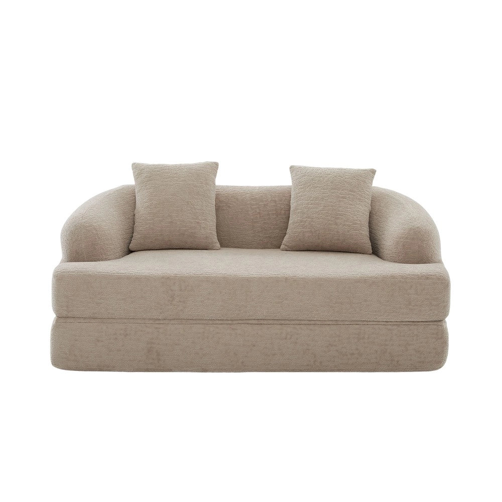 Divano letto 2 posti ¨C Minimal ¨C Chenille Tortora con 2 cuscini estraibile