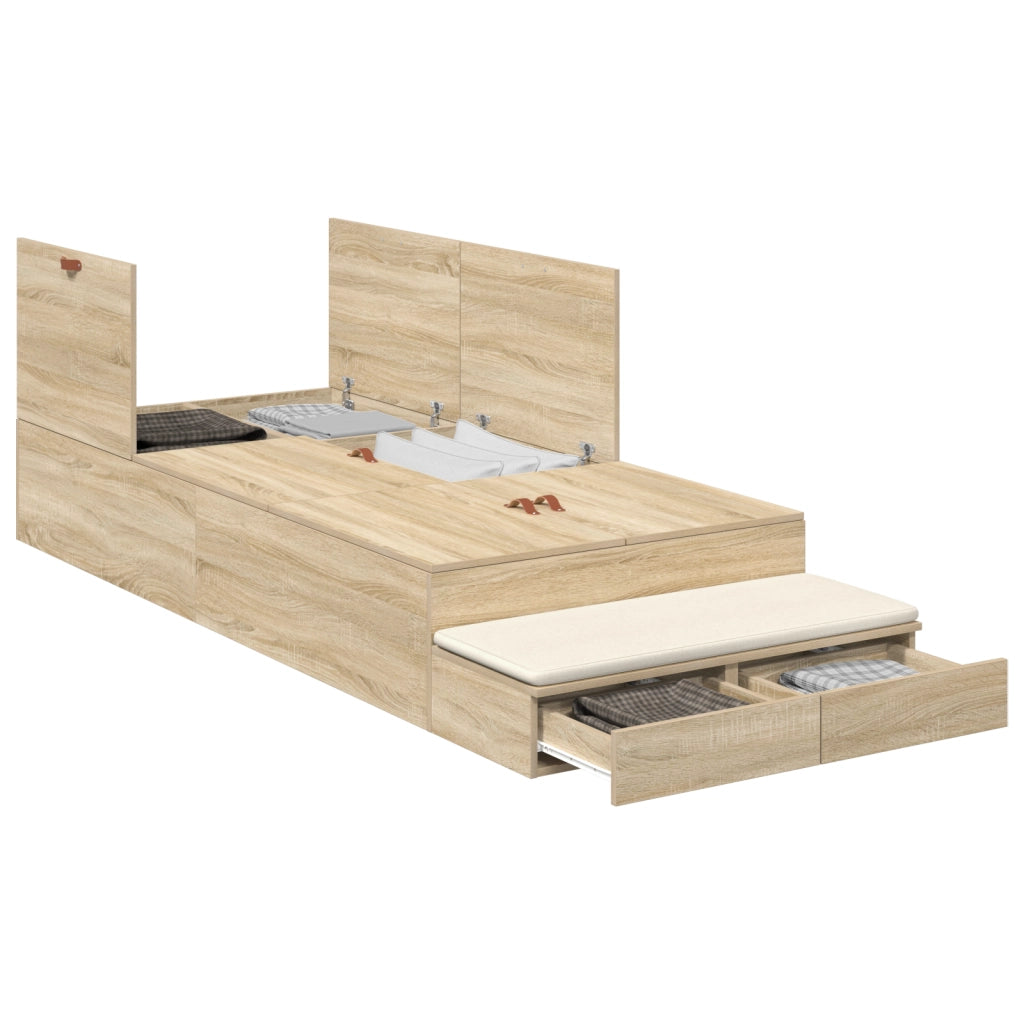 Struttura letto contenitore in Rovere Sonoma 90x200 cm