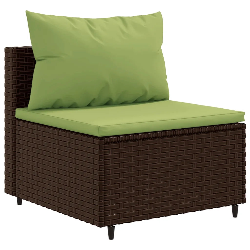 Set Divani da Giardino 5 pz con Cuscini Marrone in Polyrattan