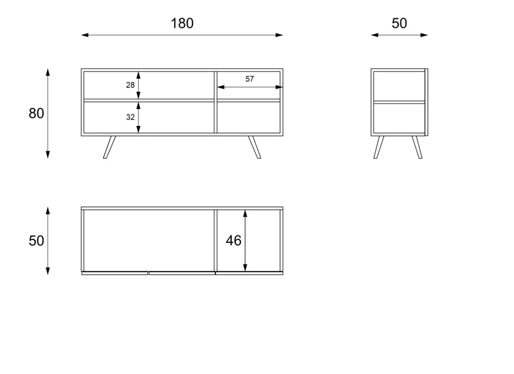 Ginger - Credenza a 3 ante (180 x 80 H cm) in Melaminico Bianco