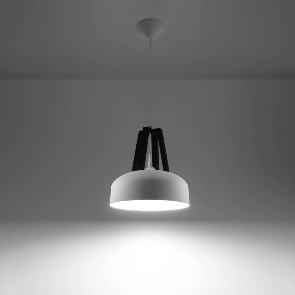 Lampada a sospensione Kupola bianca/legno nero Pure Lume