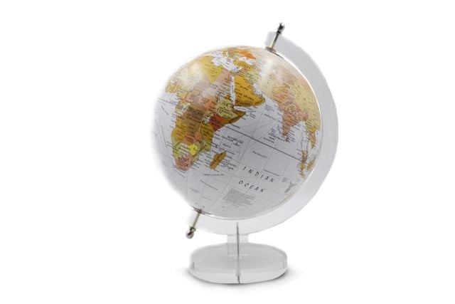 Mappamondo Decorativo da Tavolo Scrivania Bianco 24 x 30 cm