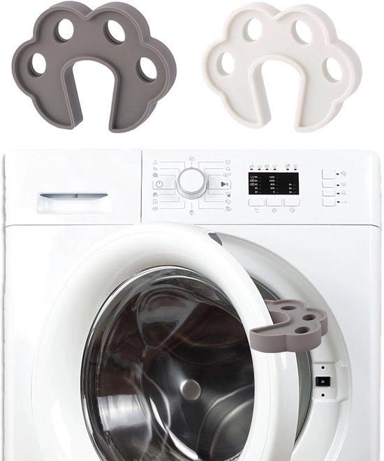 Stopper per Porta Lavatrice e Asciugatrice in Silicone - Buona Ventilazione - Bianco e Grigio - Supporto per 2 Pezzi