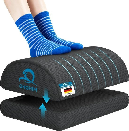 Sostegno per piedi ergonomico per scrivania, banco per piedi con schiuma traeggiabile e cuscino lavabile, supporto comodo per lavoro e casa