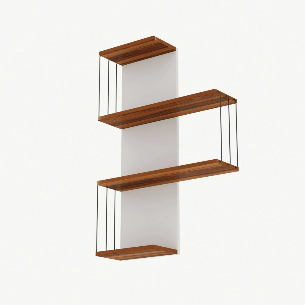 Mensola Batilda, Scaffale, Ripiano a muro, Scaffalatura multiuso, 64x19h96 cm, Quercia e Bianco