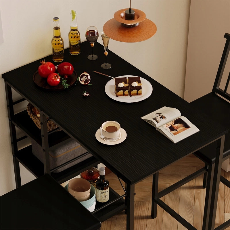 Set bar: tavolo + 2 sedie | nero | stile loft | per cucina/sala da pranzo